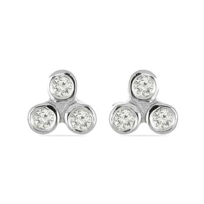 BUY WHITE DIAMOND DOUBLE CUT GEMSTONE EARRINGS IN 925 SILVER